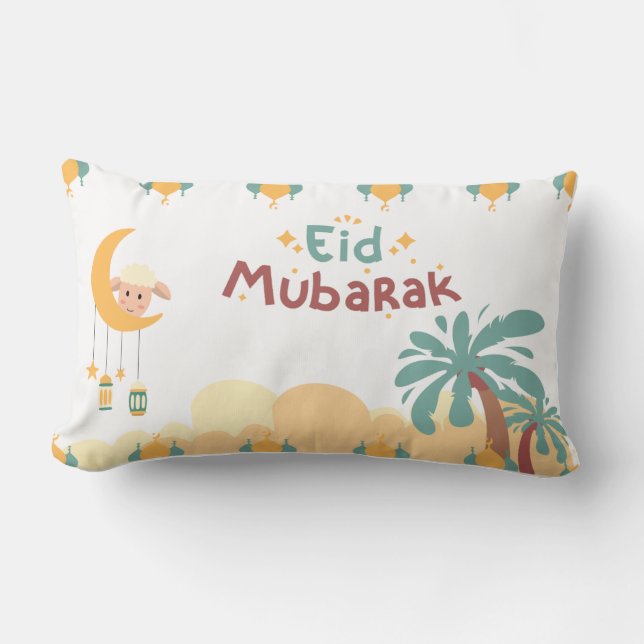 Almofada Lombar Travesseira Decorativa Lua Pastel & Palmeira Eid M (Frente)