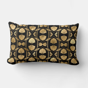 Almofada Lombar Travesseira Lombar Ventoinha Preto e Dourado Art D