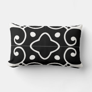 Almofada Lombar travesseiro azulejo espanhol preto e branco