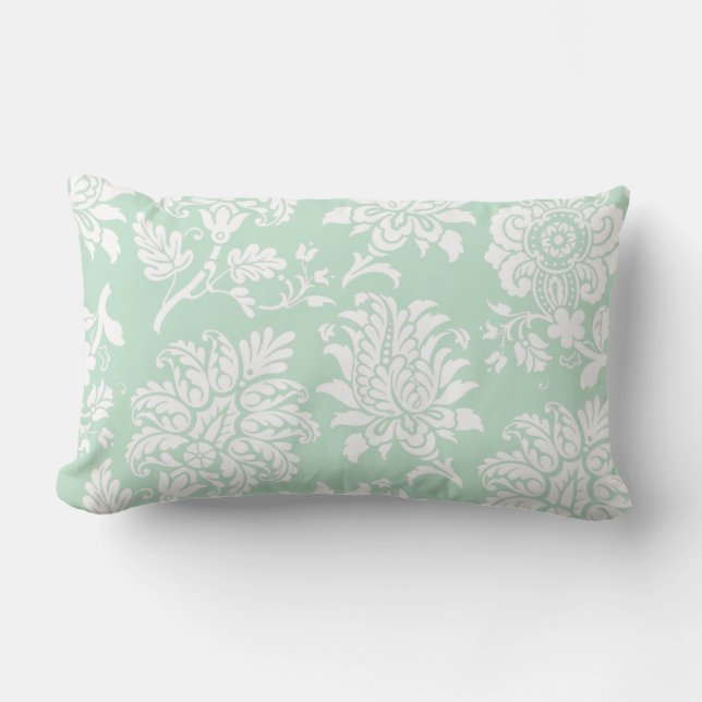 Almofada Lombar Travesseiro bonito Mint Green Damask (Frente)