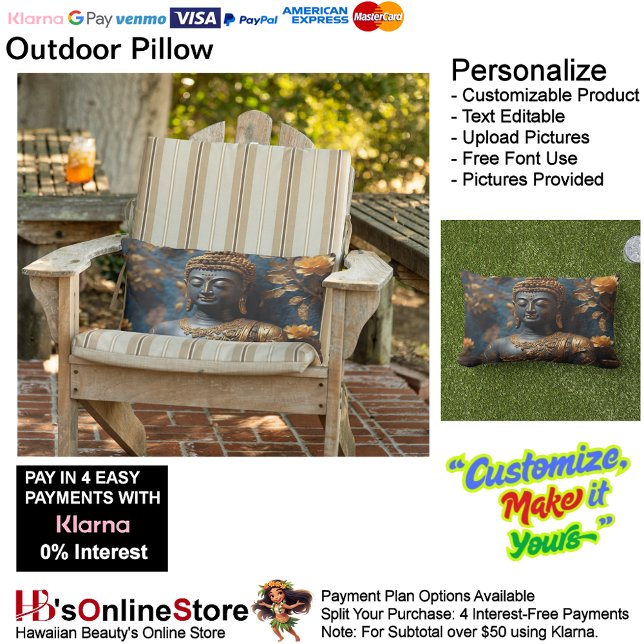 Almofada Lombar Travesseiro Buddha Ultra Confortável para Uso Exte (Buddha Ultra Cozy Outdoor Throw Pillow.)