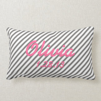 Almofada Lombar Travesseiro cinzento e branco do berçário da data