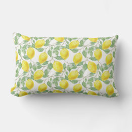Almofada Lombar Travesseiro Country Amarelo e Branco com Padrão de