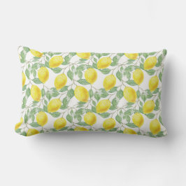 Almofada Lombar Travesseiro Country Amarelo e Branco com Padrão de