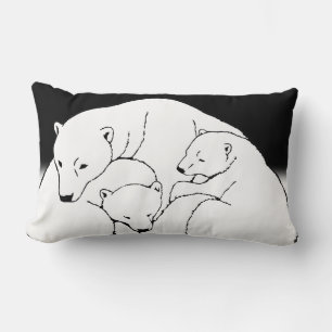 Almofada Lombar Travesseiro de Arte do Urso Polar Mãe w. Travesse