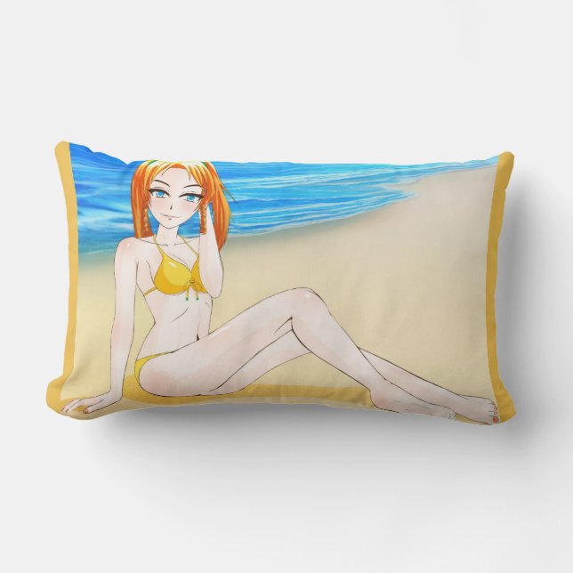 Almofada Lombar Travesseiro de cama louro da menina do Anime (Frente)