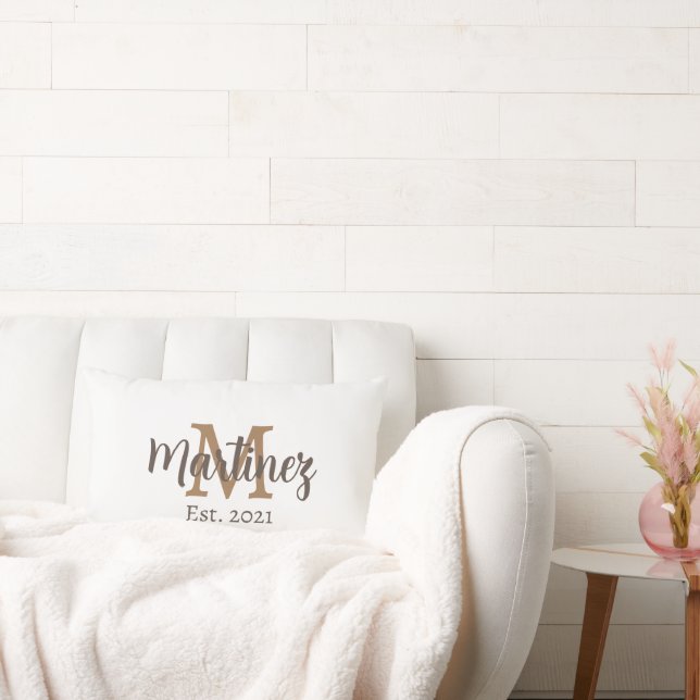 Almofada Lombar Travesseiro de Casamento de Sobrenome Personalizad (Sofá)