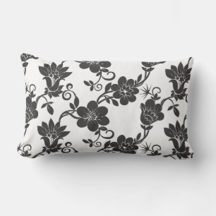 Almofada Lombar Travesseiro de Destaque Externo - Flores Pretas ao