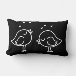 Almofada Lombar Travesseiro de Doodles de Ângulo Preto e Branco