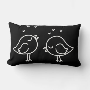 Almofada Lombar Travesseiro de Doodles de Ângulo Preto e Branco