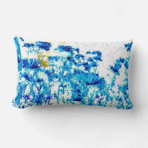 Almofada Lombar Travesseiro de Flor Azul Amarelo