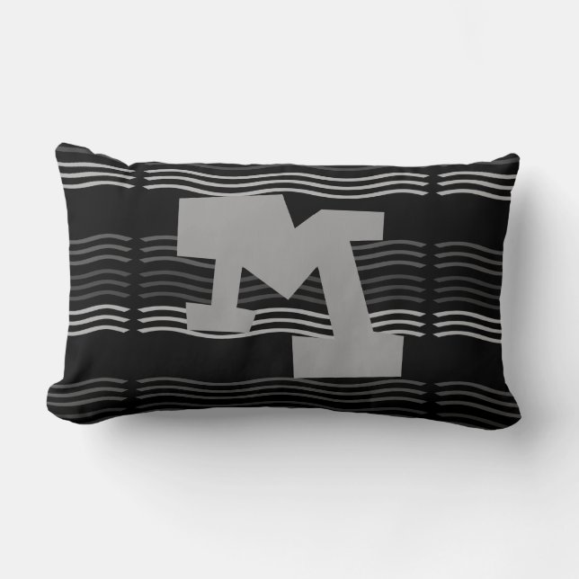 Almofada Lombar Travesseiro de Monograma de Onda Geométrica legal (Frente)