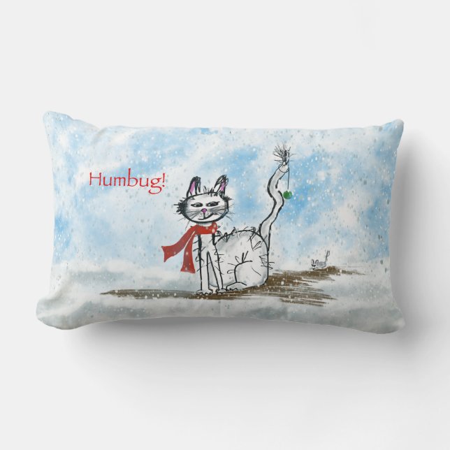 Almofada Lombar Travesseiro de Natal de Gato Inverso (Frente)