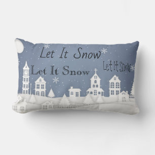 Almofada Lombar Travesseiro de Natal Deixe-o nevar azul branco