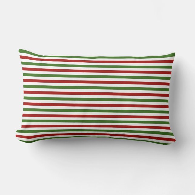 Almofada Lombar Travesseiro de Natal Red and Green Stripe (Frente)