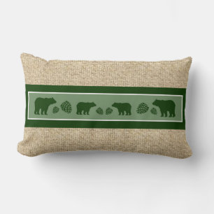 Almofada Lombar Travesseiro de pinecone de ursina verde-burlap rus