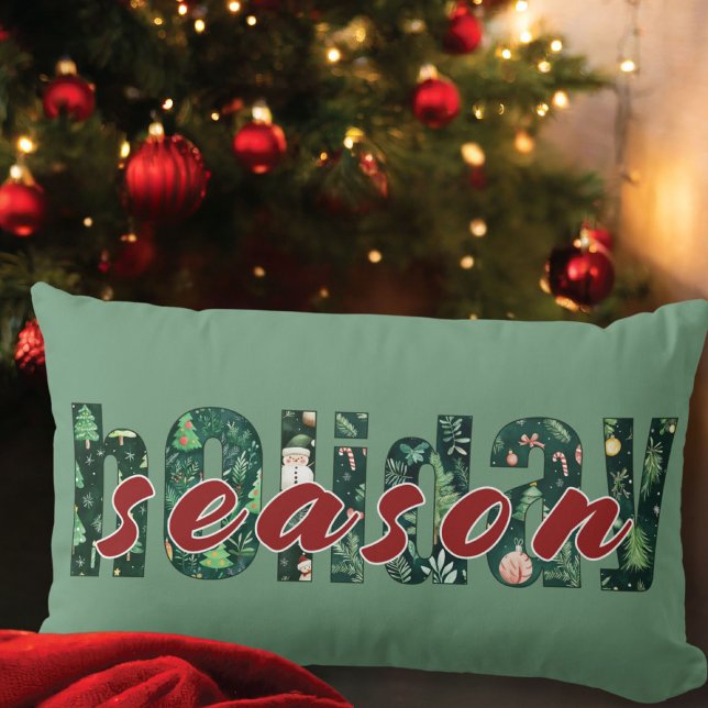 Almofada Lombar Travesseiro de Tipografia Holiday Season (Criador carregado)