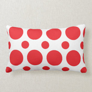 Almofada Lombar Travesseiro decorativo Bolinhas vermelho e branco