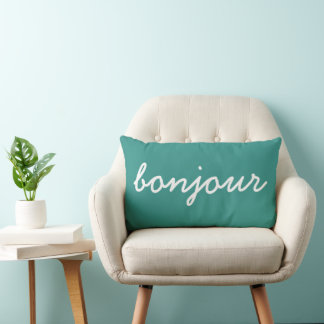 Almofada Lombar Travesseiro decorativo Bonjour Turquoise, Sala de