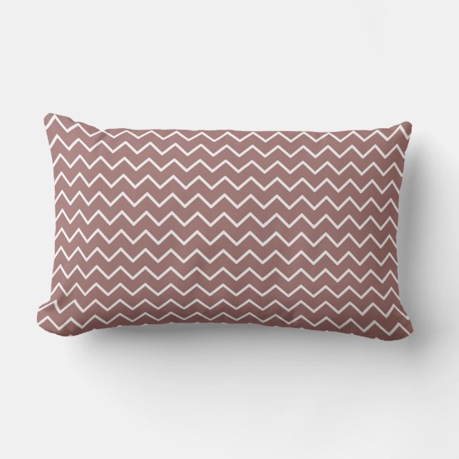 Almofada Lombar Travesseiro Decorativo Castanho ZigZag/ Bolinhas (Frente)
