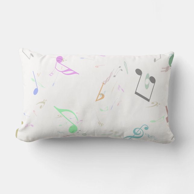Almofada Lombar Travesseiro decorativo com notas e símbolos musica (Frente)