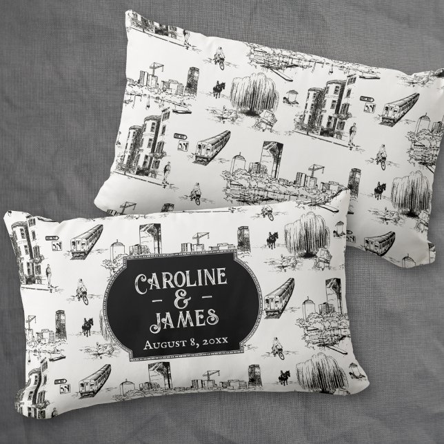 Almofada Lombar Travesseiro decorativo de Boston Toile Personaliza (Criador carregado)