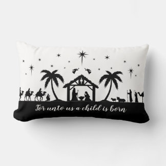 Almofada Lombar Travesseiro decorativo de cena da Natividade preto