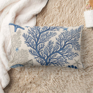 Almofada Lombar Travesseiro decorativo de Coral Azul - Padrão do O