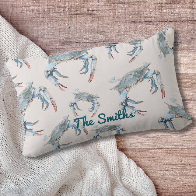 Almofada Lombar Travesseiro decorativo de Destaque do Caranguejo A (Personalize this Maryland Blue Crab throw pillow for a touch of the Atlantic Caost!)