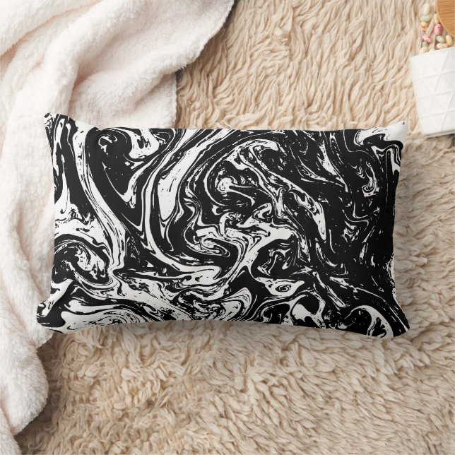 Almofada Lombar Travesseiro decorativo de Estilo de Marble Preto e (Cobertor)
