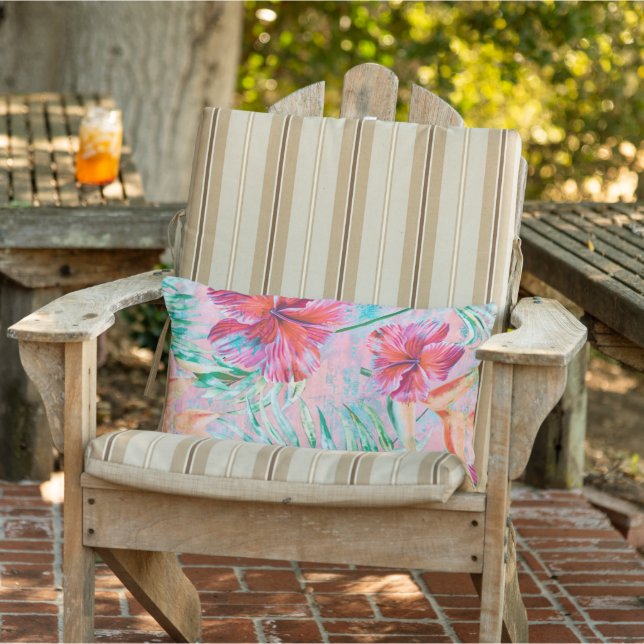 Almofada Lombar Travesseiro decorativo de Flor de Hibiscus Rosa Pa (Cadeira)