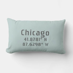 Almofada Lombar Travesseiro decorativo de Longitude do Chicago Lat