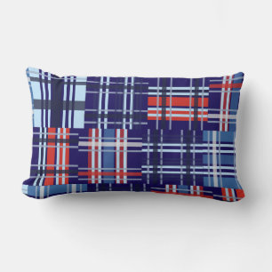Almofada Lombar Travesseiro decorativo de Madras Vermelhas, Branca