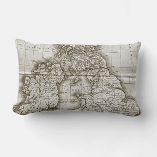 Almofada Lombar Travesseiro decorativo de Mapa Antiquado do Velho