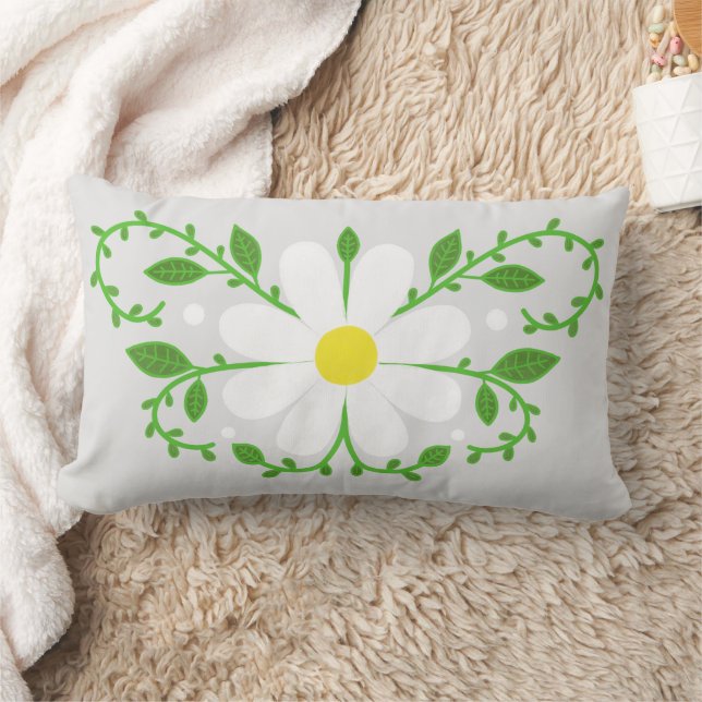 Almofada Lombar Travesseiro decorativo de padrão floral de margari (Cobertor)