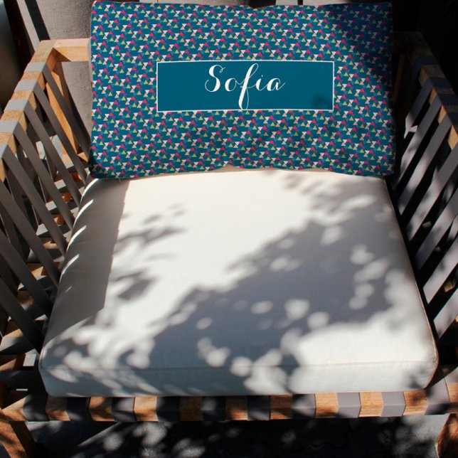 Almofada Lombar Travesseiro decorativo de padrões geométricos azui (Criador carregado)