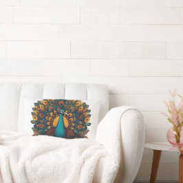 Almofada Lombar Travesseiro decorativo de pavão impresso