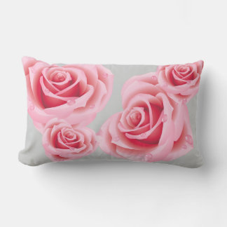 Almofada Lombar Travesseiro decorativo de Rosas Rosa Pastel