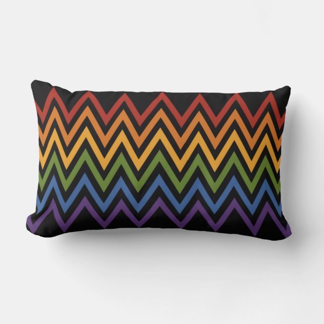 Almofada Lombar Travesseiro decorativo do padrão Rainbow Chevron (Frente)