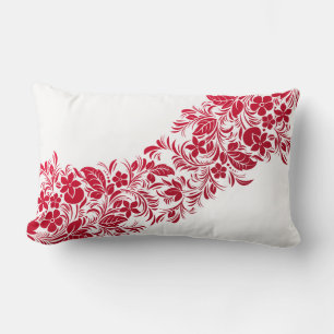 Almofada Lombar Travesseiro decorativo Floral Vermelho