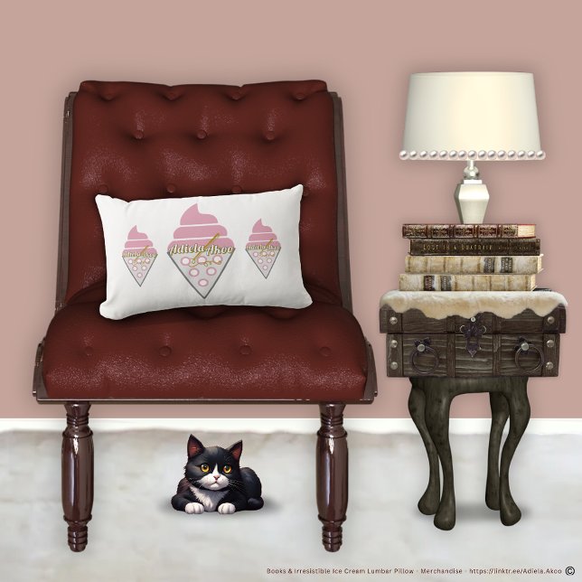 Almofada Lombar Travesseiro decorativo irresistível de Adiela Akoo (Irresistible Ice Cream Lumbar Pillow & Poetry Memoirs by Poet Adiela Akoo. Get this great gift combo)