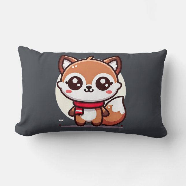 Almofada Lombar Travesseiro decorativo - Kawaii Fox (Frente)