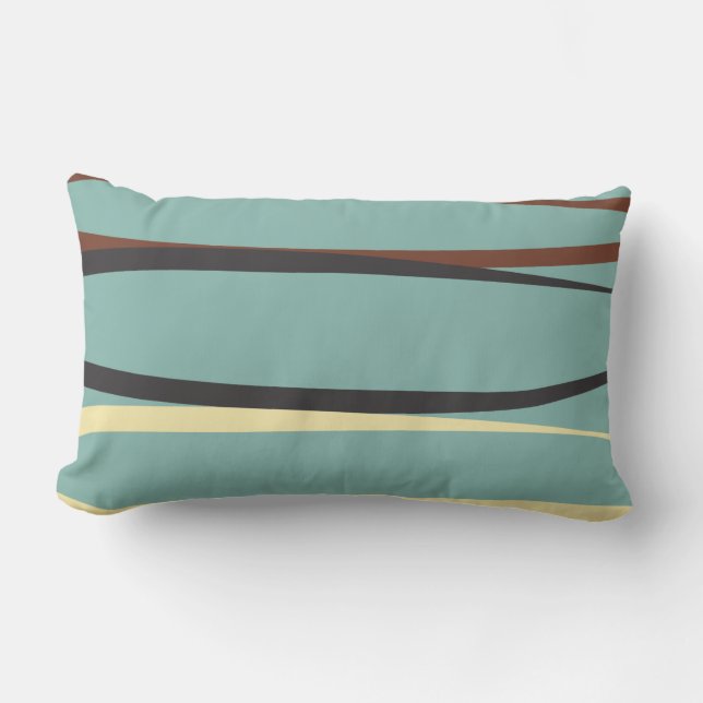 Almofada Lombar Travesseiro decorativo lombar azul com preto, marr (Frente)