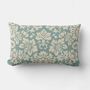 Almofada Lombar Travesseiro decorativo lombar Teal Damask