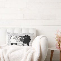 Travesseiro Decorativo Ovelha Preta Ovelha Branca