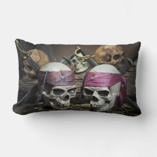 Almofada Lombar Travesseiro decorativo Pirate Skulls