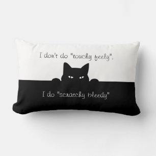 Almofada Lombar Travesseiro decorativo Preto Sneaky Cat Tocante