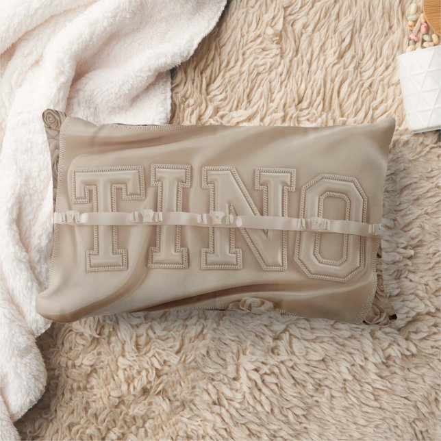 Almofada Lombar TRAVESSEIRO DECORATIVO Rosa bordado TINO (Cobertor)