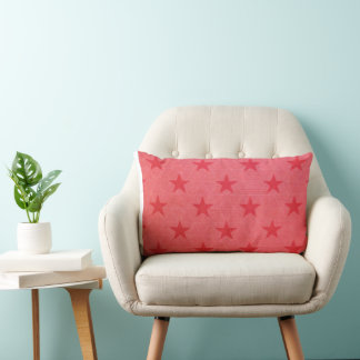 Almofada Lombar Travesseiro decorativo rosa e vermelho estrelado H