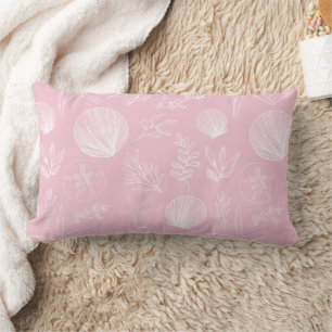 Almofada Lombar Travesseiro decorativo Rosa Elementos do Oceano